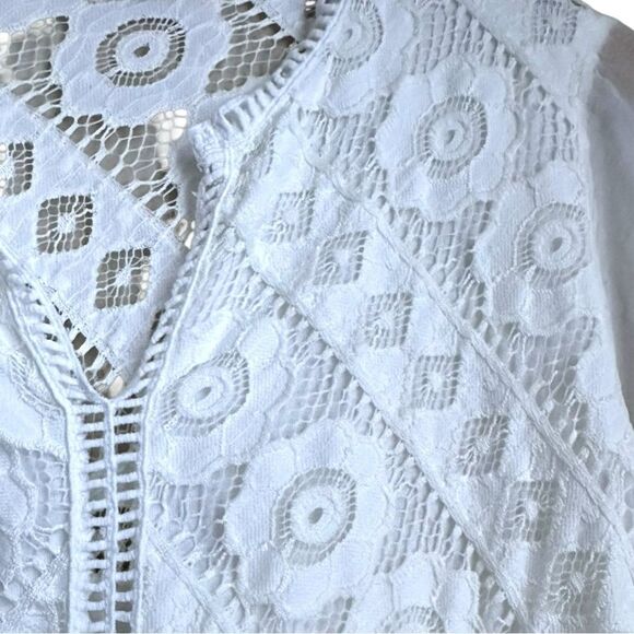 Bellambra Italy Women S Shirt Peasant Lace Crochet Romantic Bell Sleeves White - Picture 3 of 10